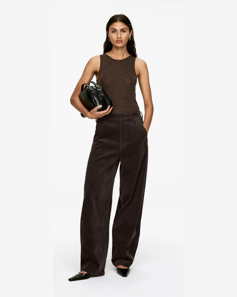 Arket Cordhose Mit Barrel Leg -Braun Braun