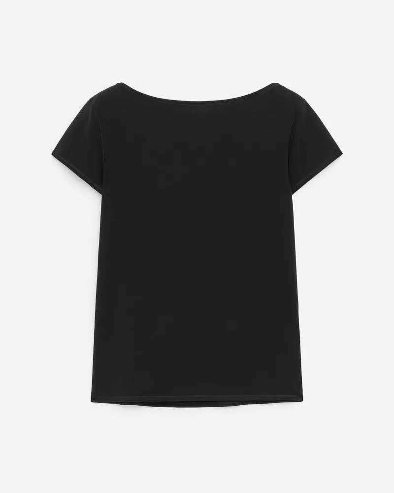 Arket Stretch-T-Shirt Mit U-Boot-Ausschnitt -Schwarz Schwarz