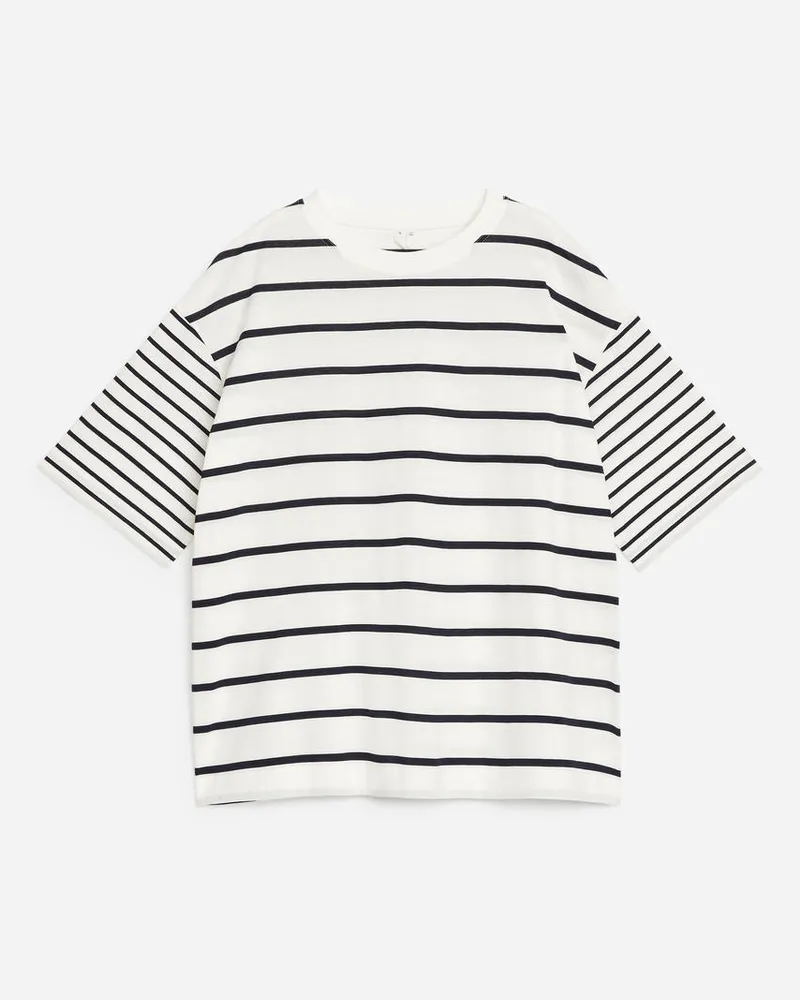 Arket Shiro Lockeres T-Shirt - Weiß|Mehrfarbig|Blau Dunkelblau