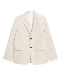 Arket Moderner Blazer aus Hanf Und Baumwolle Hellbeige