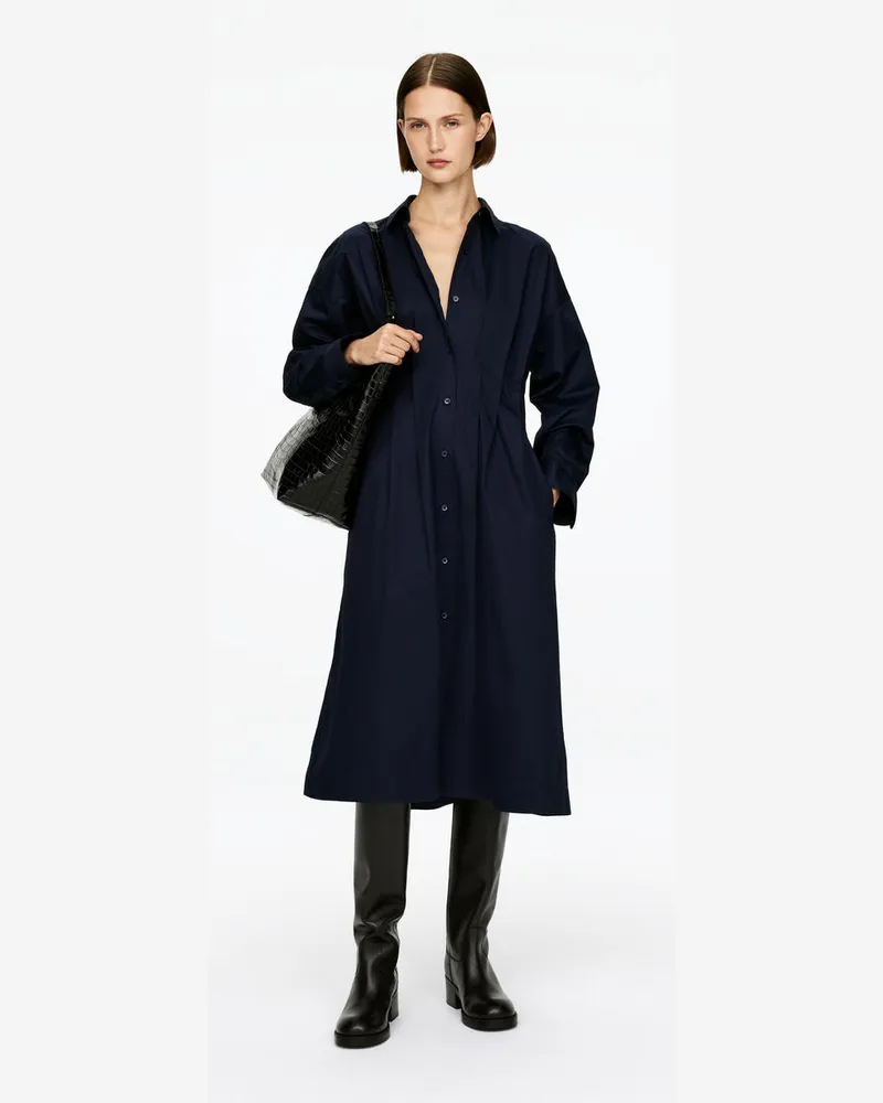 Arket Hemdkleid Mit Falten -Blau Blau