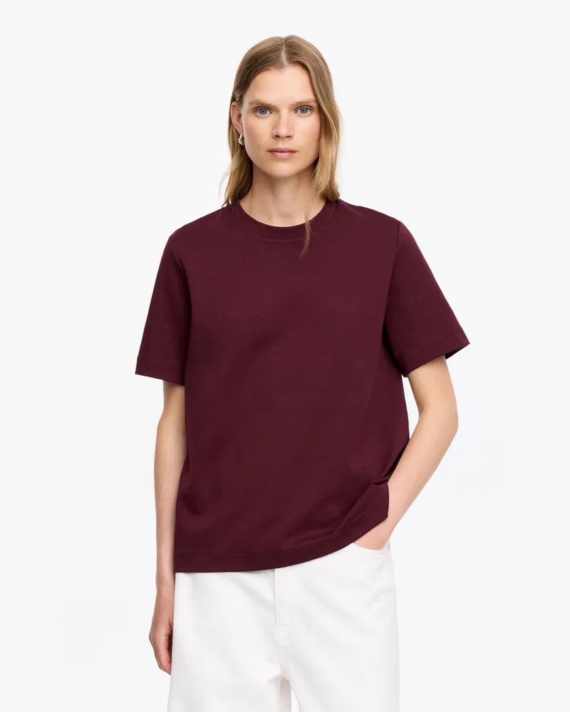 Arket Formbeständiges Signature-T-Shirt -Rot Rot