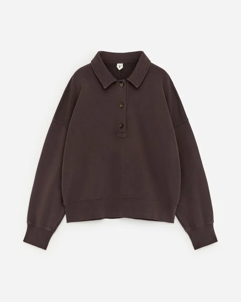 Arket Sweatshirt Aus French Terry Mit Polokragen -Braun Braun