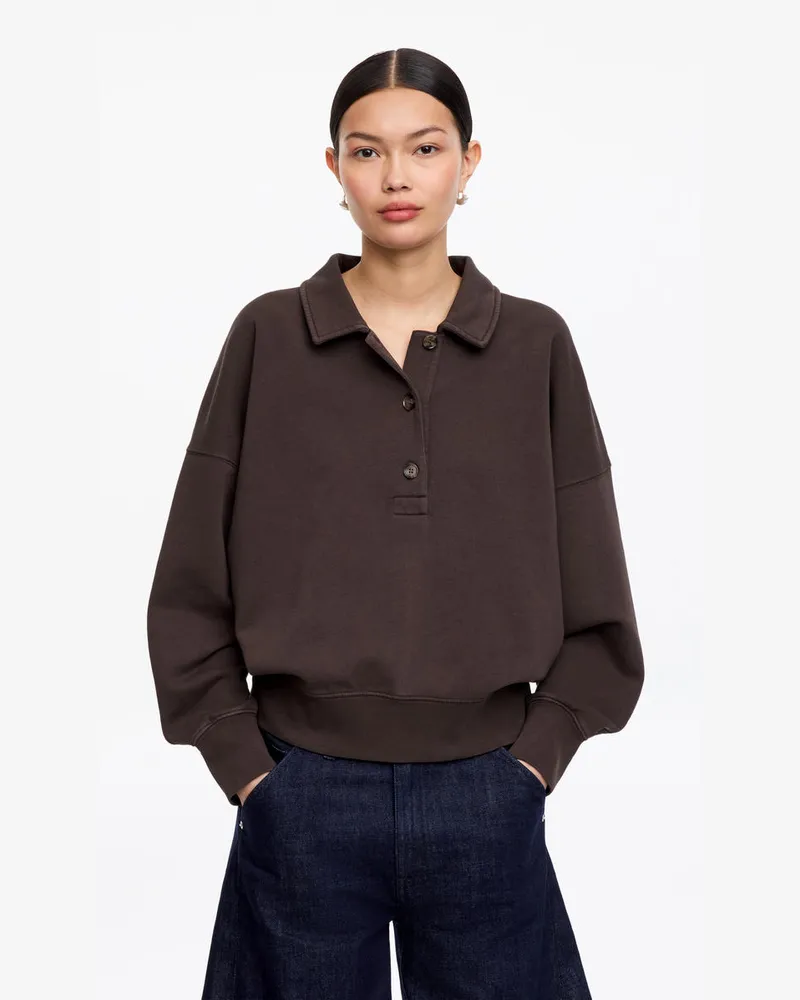 Arket Sweatshirt Aus French Terry Mit Polokragen -Braun Braun