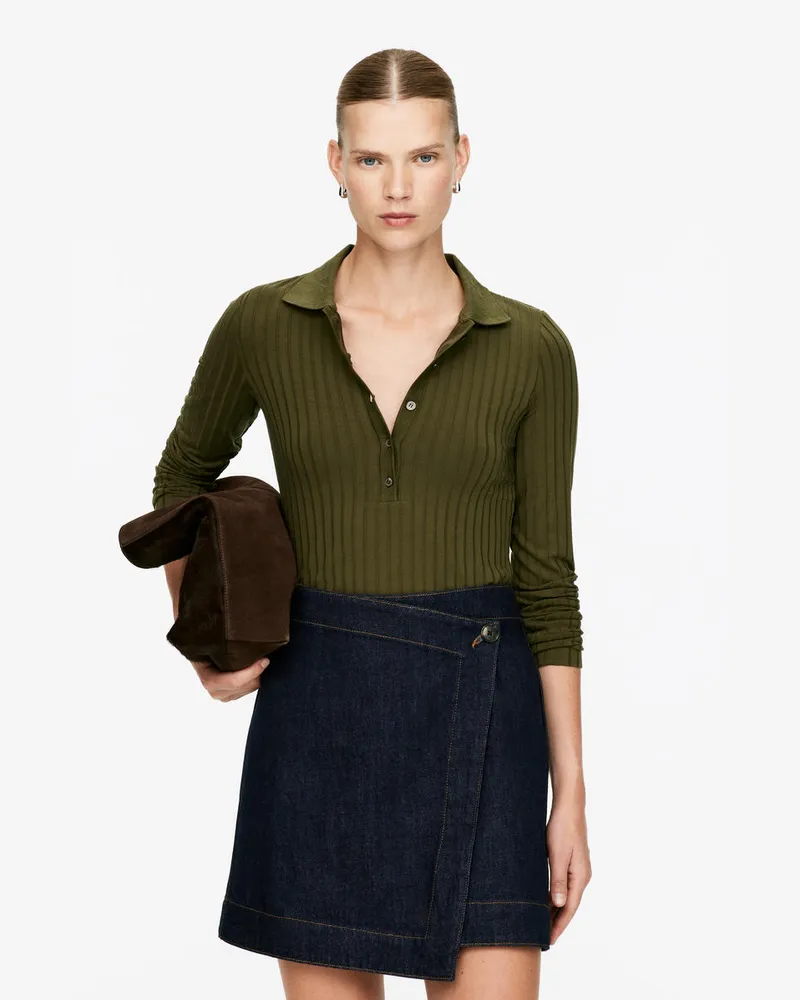 Arket Breit Geripptes Poloshirt -Grün Grün