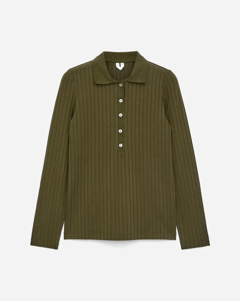 Arket Breit Geripptes Poloshirt -Grün Grün