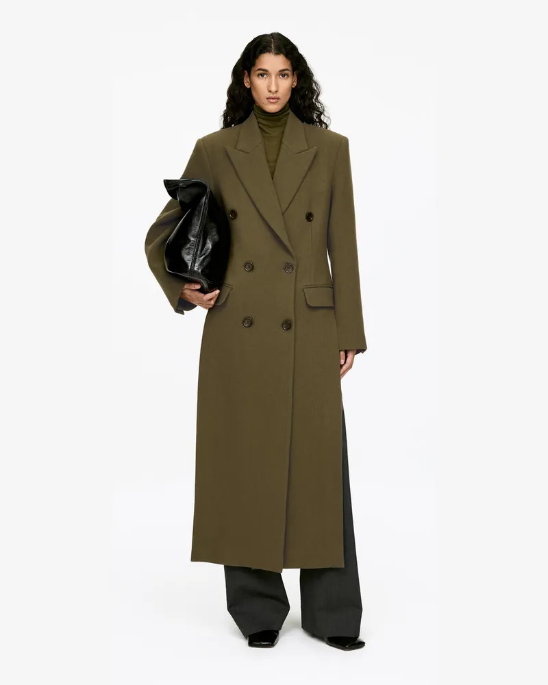 Arket Eleganter Mantel Aus Wollmischung -Grün Grün