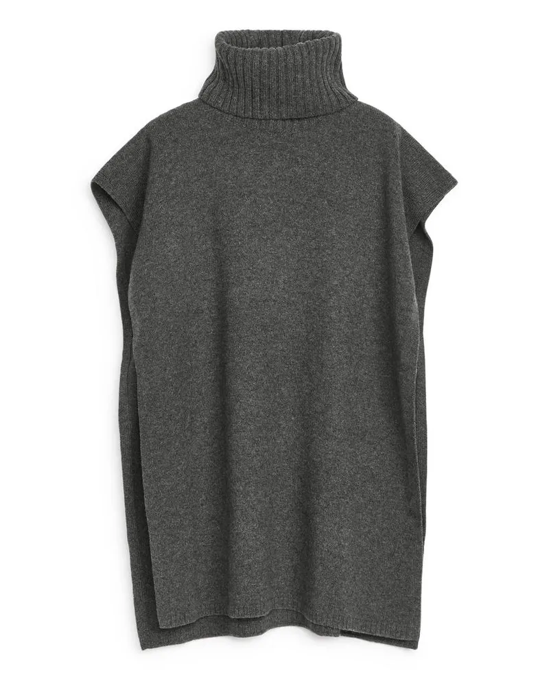 Arket Poncho Aus Wolle - Grau Dunkelgrau