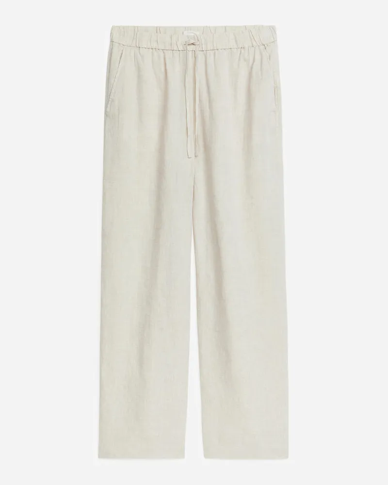 Arket Leinenhose Mit Schnürung - Beige Beige