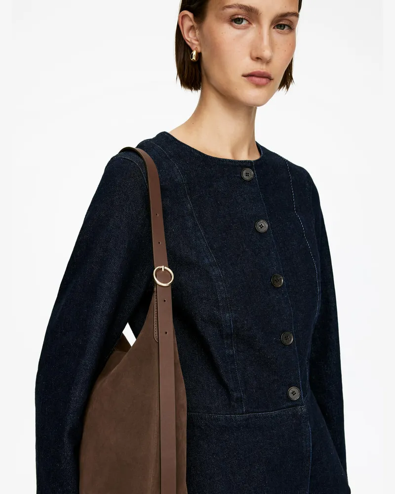Arket Schultertasche Aus Veloursleder -Braun Braun