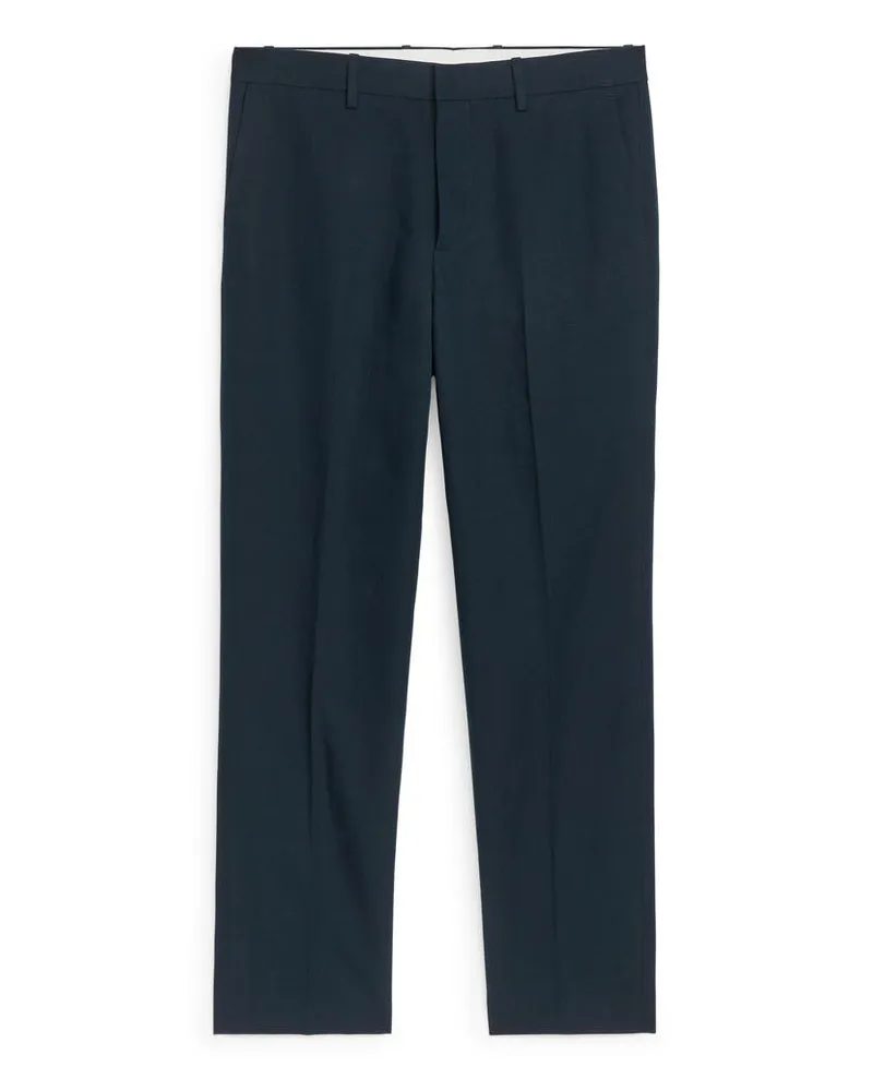Arket Schmale Hose Aus Leinen Und Baumwolle -Blau Blau