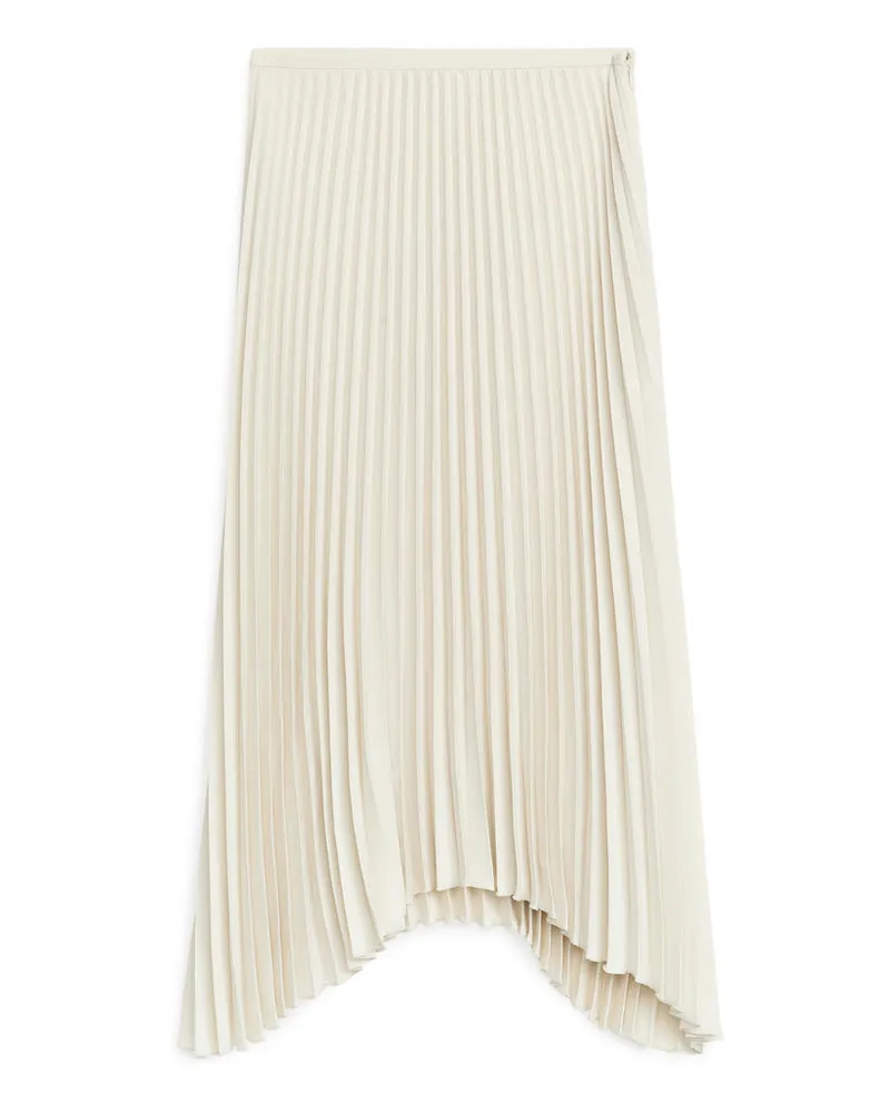 Arket Plissierter Maxirock - Weiß|Beige Cremeweiß