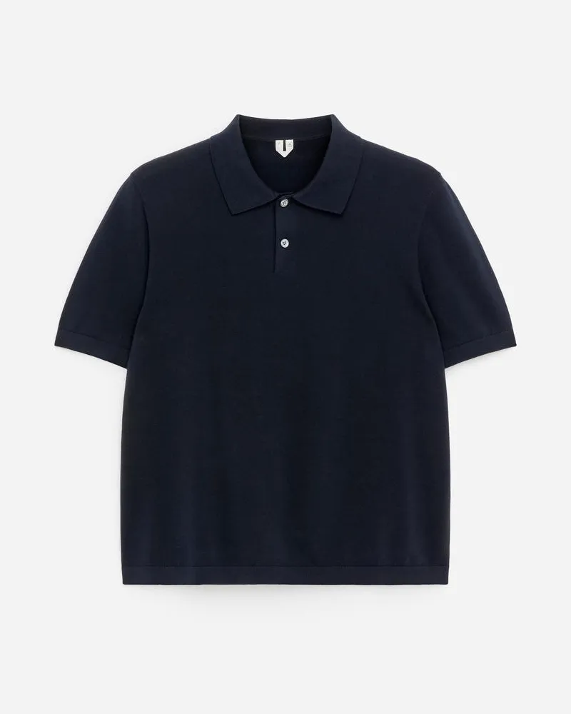 Arket Feinstrick-Poloshirt -Blau Blau