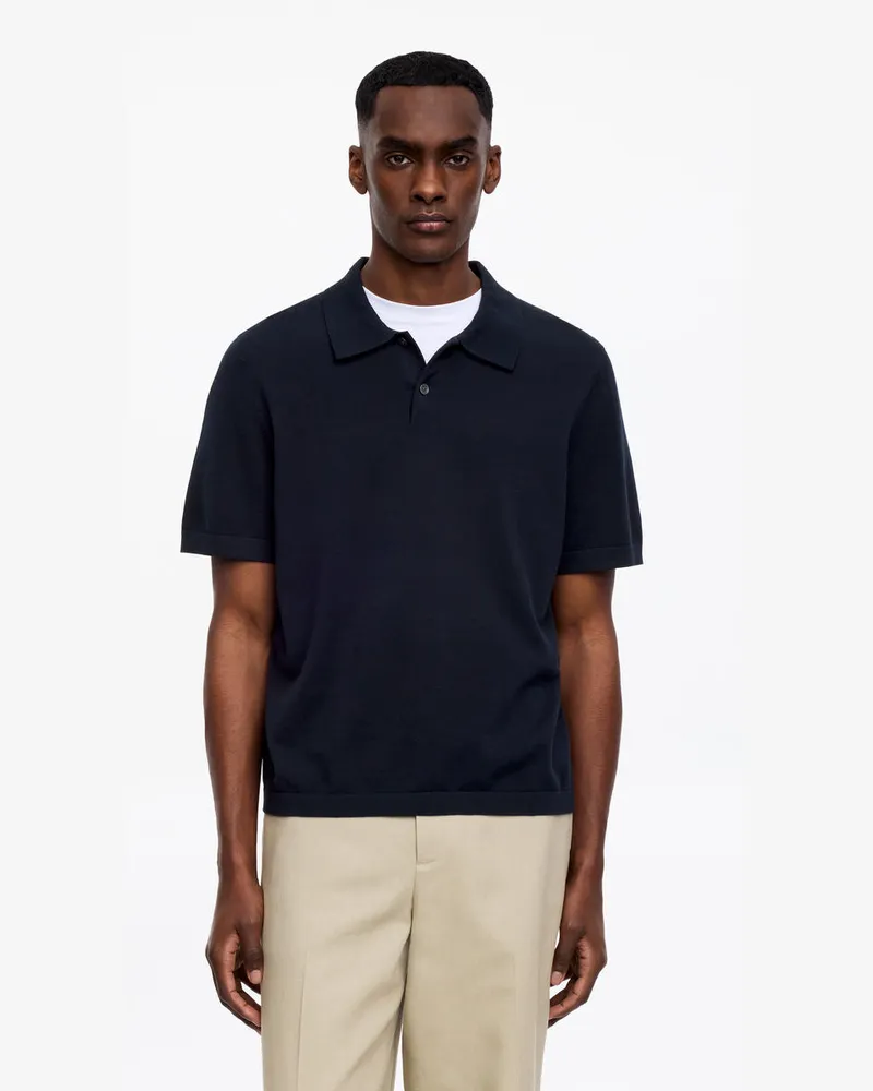 Arket Feinstrick-Poloshirt -Blau Blau