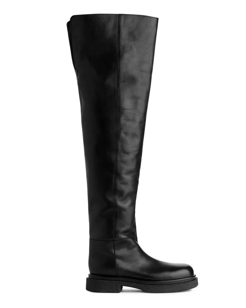 Arket Overknee-Lederstiefel - Schwarz Schwarz