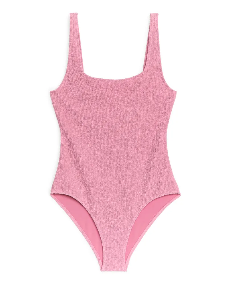 Arket Crinkle-Badeanzug Mit Rechteckigem Ausschnitt - Rosa Rosa
