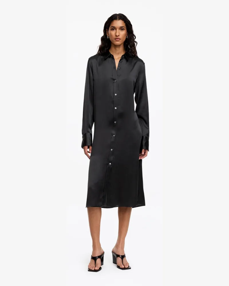 Arket Seidenkleid Mit Knopfleiste -Grau Grau
