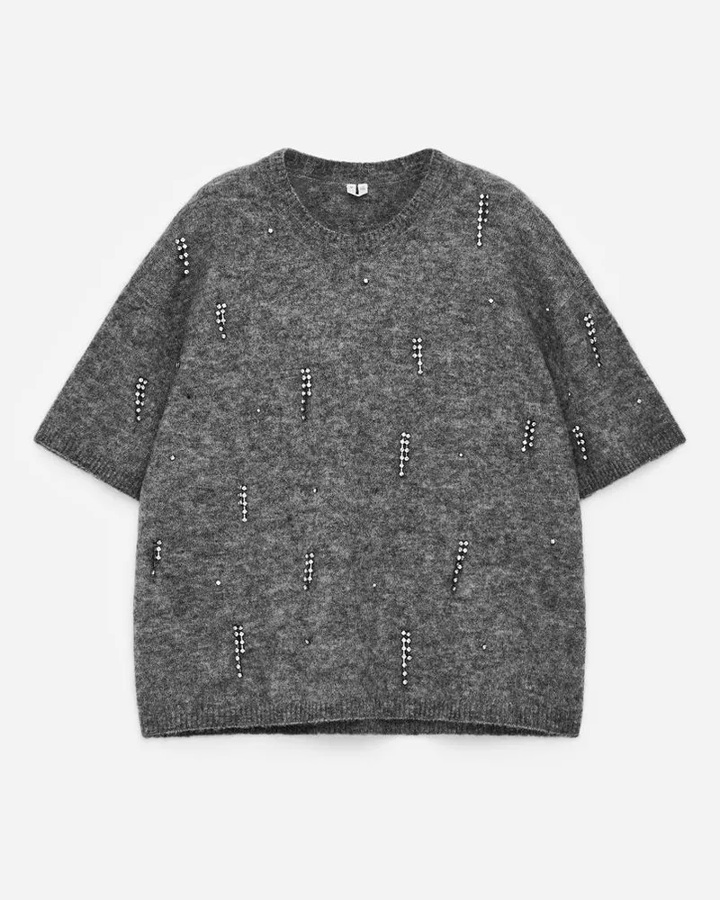 Arket Verziertes Strickoberteil -Grau Grau