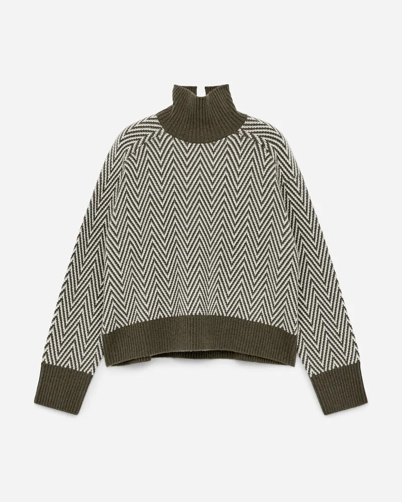 Arket Jacquard-Strickpullover Aus Wolle - Grün Khaki