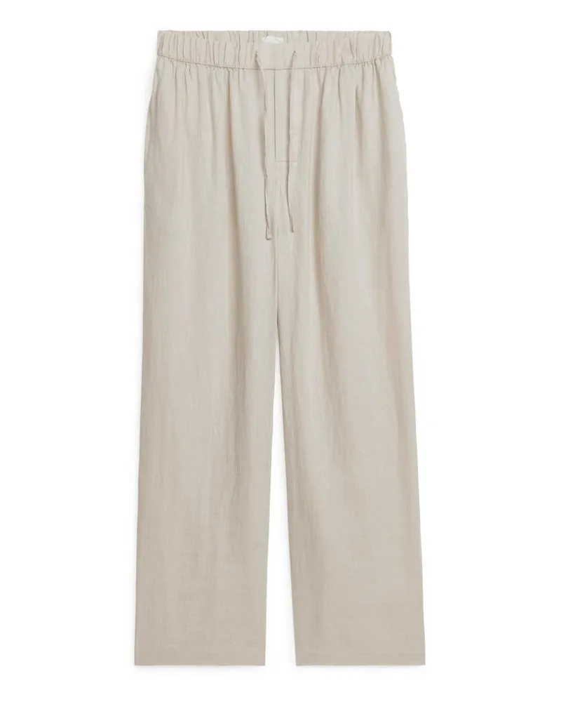 Arket Leinenhose Mit Schnürung - Beige Beige