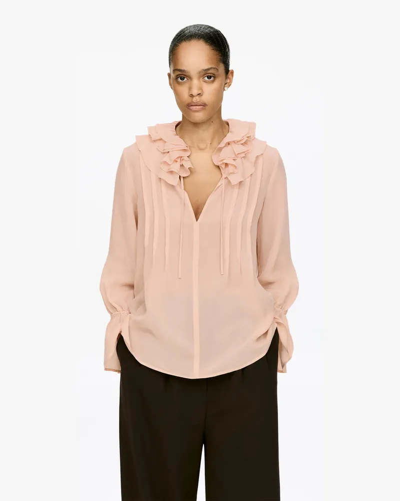 Arket Bluse Mit Rüschenkragen -Beige Beige