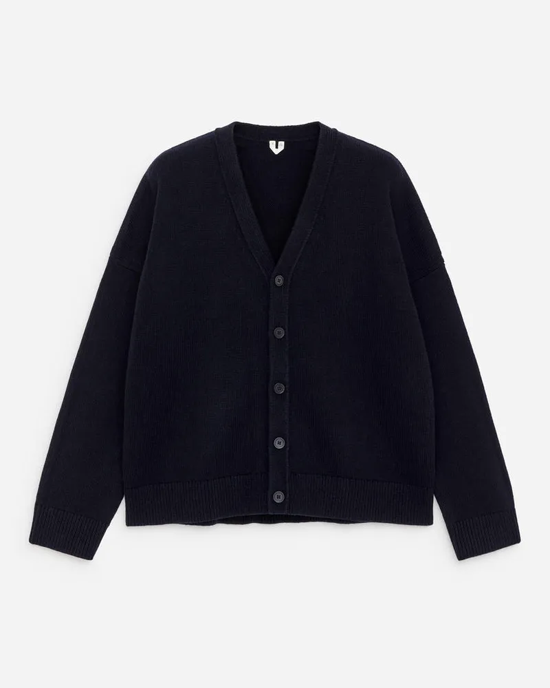Arket Wollstrickjacke Mit V-Ausschnitt -Blau Blau