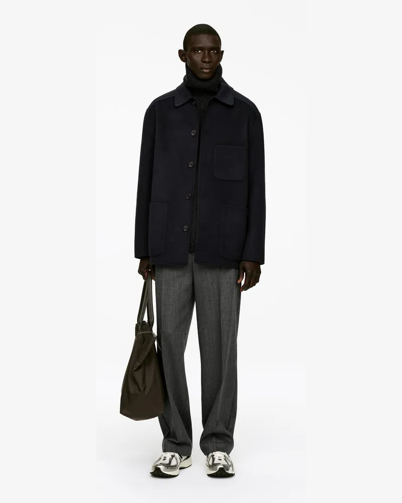 Arket Doubleface-Jacke Aus Wollmischung -Blau Blau
