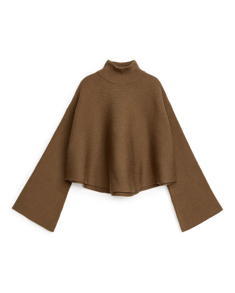 Arket Kurzer Pullover Aus Baumwolle Und Wolle - Beige Kamel