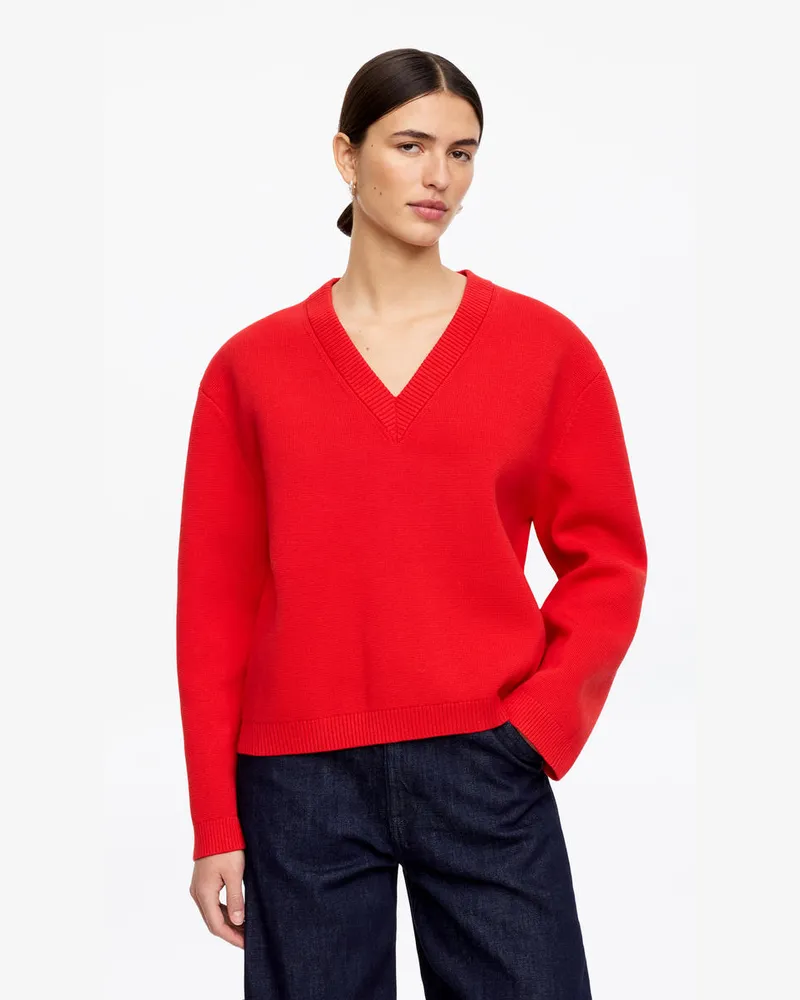 Arket Baumwollpullover Mit V-Ausschnitt -Rot Rot