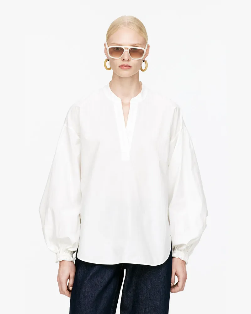 Arket Bluse Mit Voluminösen Ärmeln -Weiß Weiß