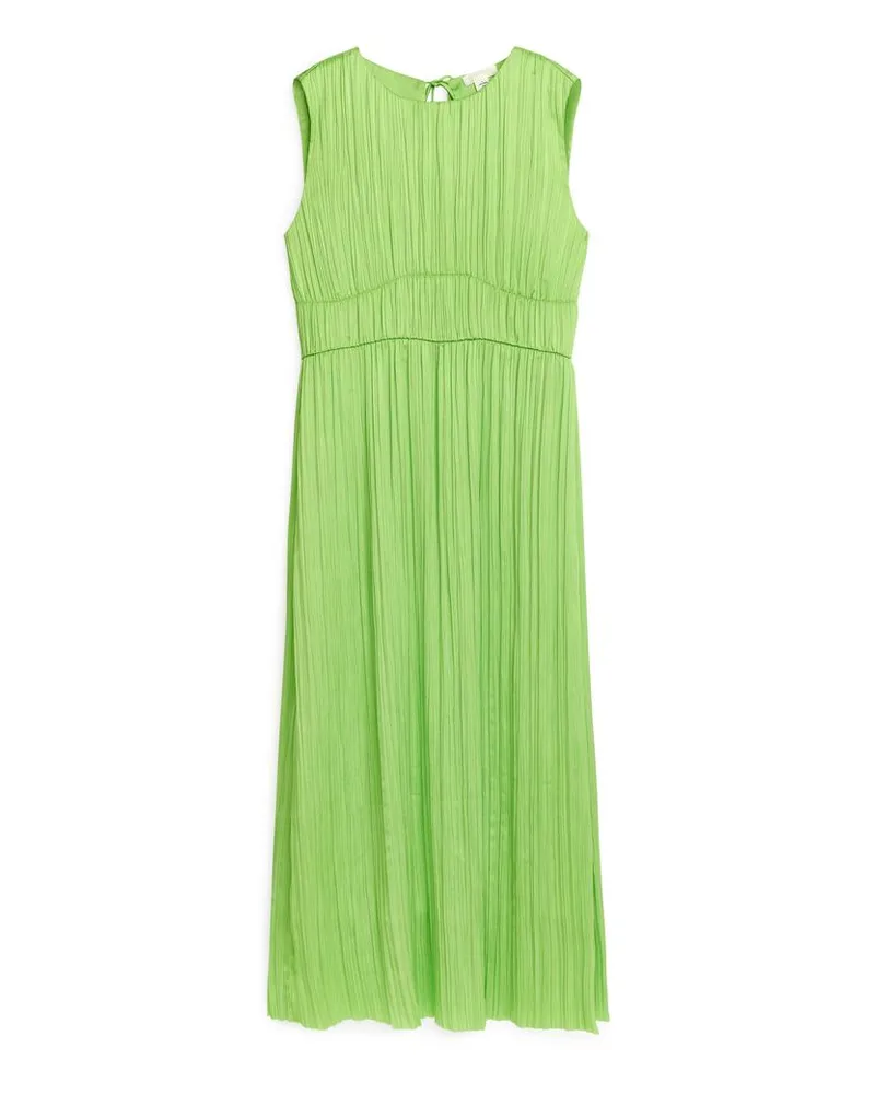 Arket Ärmelloses Crinkle-Kleid - Grün Limettengrün