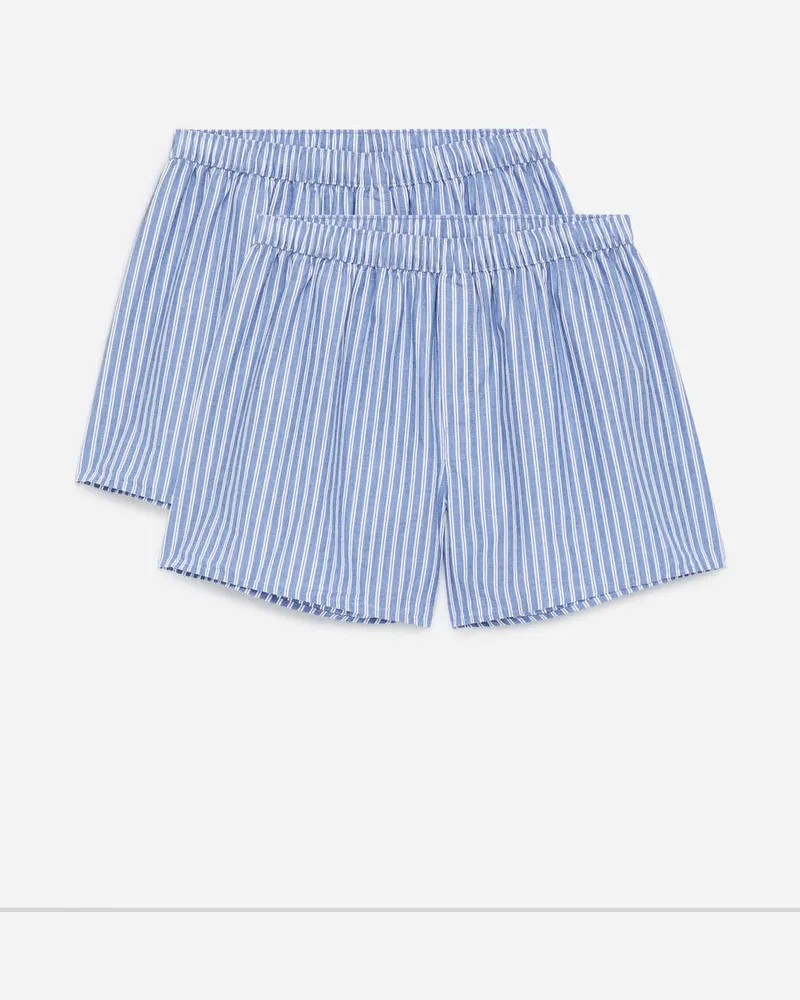 Arket Gewebte Boxershorts, 2Er-Set - Blau|Mehrfarbig|Weiß Blau