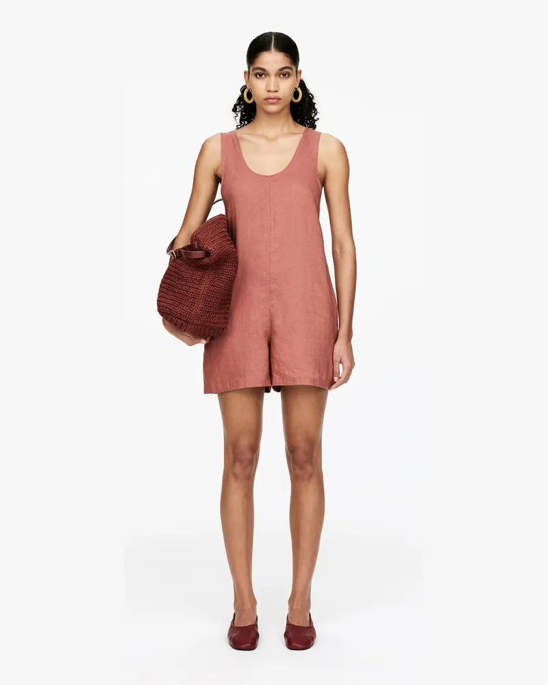 Arket Playsuit Aus Leinen -Orange Orange