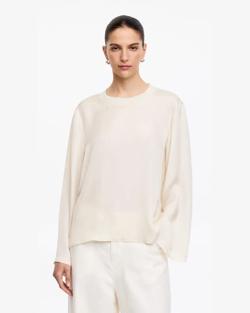 Arket Langarmoberteil Aus Satin -Weiß Weiß