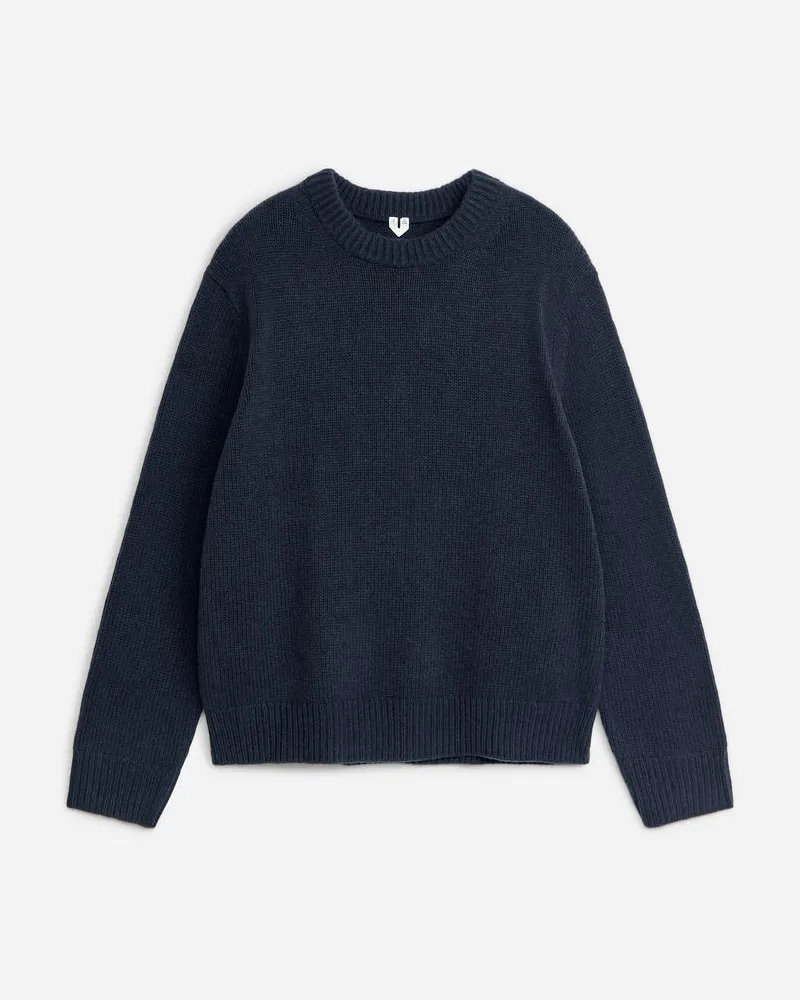 Arket Strickpullover Aus Schwerer Wollmischung - Blau Dunkelblau