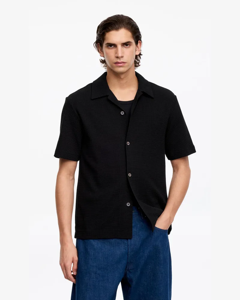 Arket Jerseyhemd Mit Waffelmuster -Schwarz Schwarz