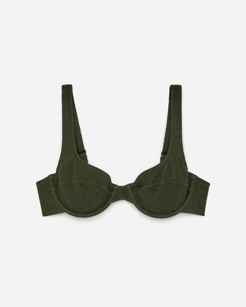 Arket Crinkle-Bikinioberteil Mit Bügeln - Grün Khaki