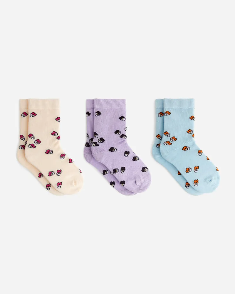 Arket Baumwollsocken, 3Er-Pack - Gelb|Lila|Blau|Türkis|Mehrfarbig Mehrfarbig