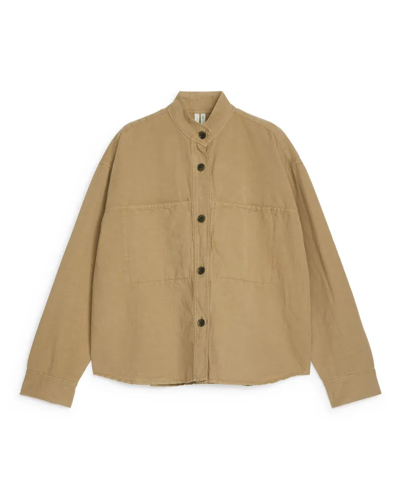 Arket Overshirt Aus Baumwolle Und Leinen - Beige Beige