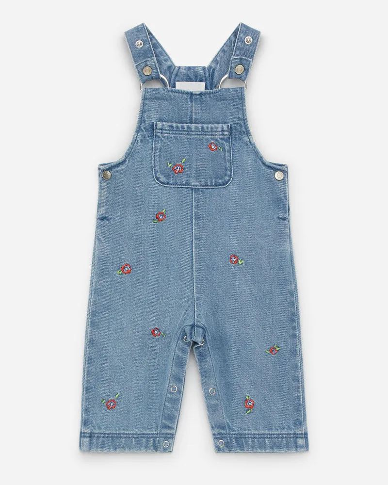 Arket Bestickte Jeans-Latzhose - Blau Hellblau