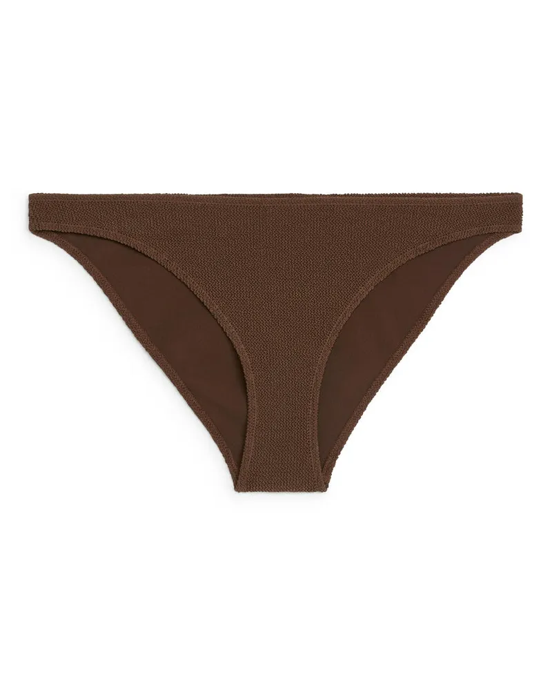 Arket Crinkle-Bikinihose Mit Niedrigem Bund - Braun Braun