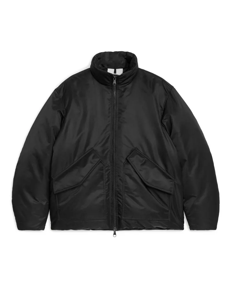 Arket Upcycled Down-Fliegerjacke - Schwarz Schwarz