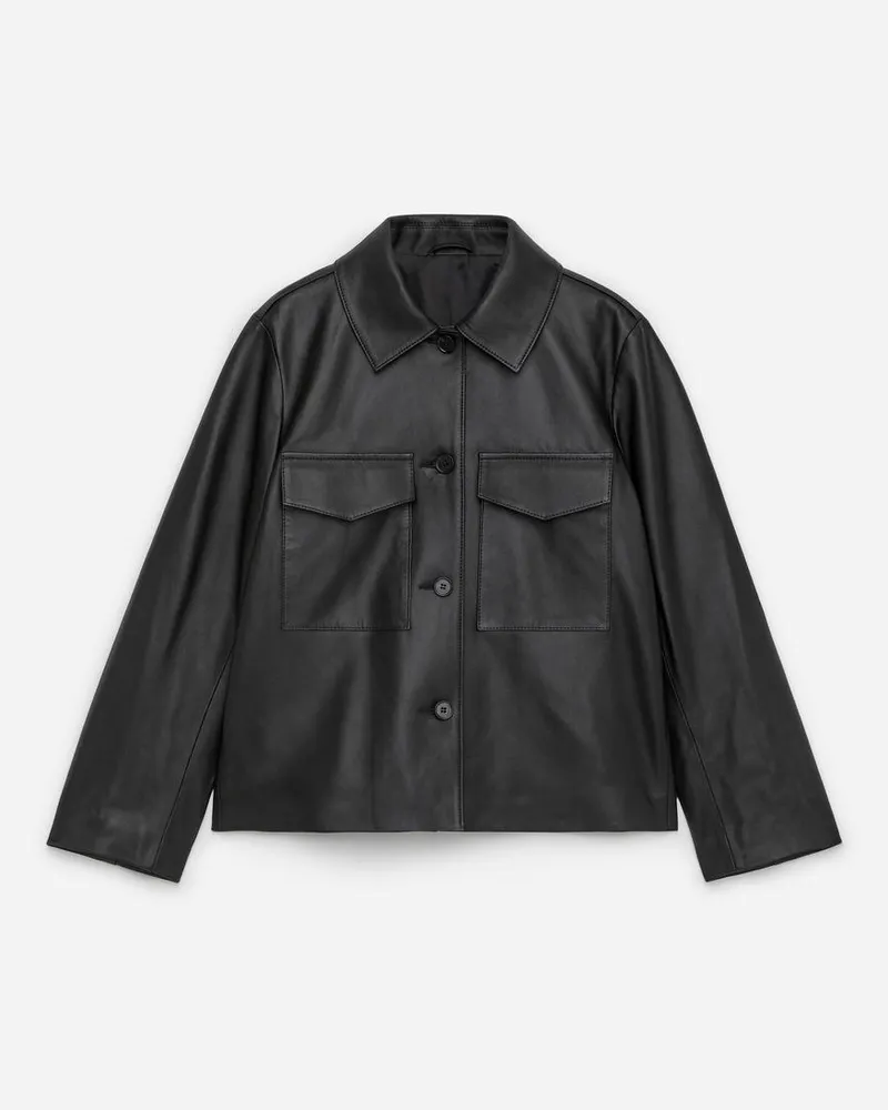 Arket Gefütterte Lederjacke - Schwarz Schwarz