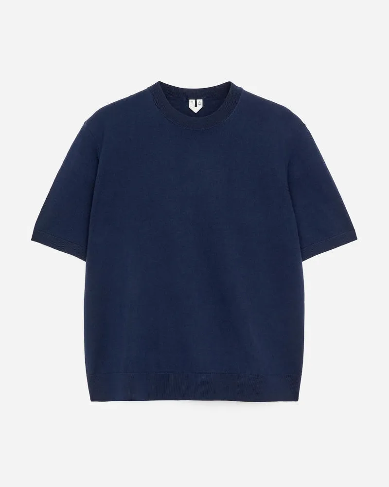 Arket Gestricktes T-Shirt Aus Merinowolle -Blau Blau