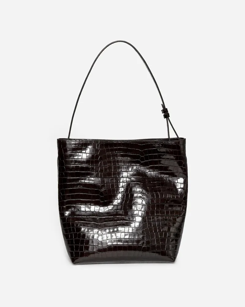 Arket Ledertragetasche Mit Krokodilprägung -Braun Braun