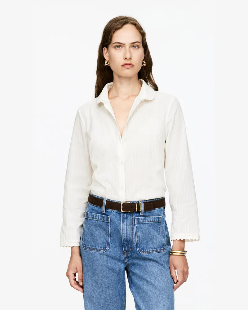 Arket Bluse Mit Bogenkante -Weiß Weiß