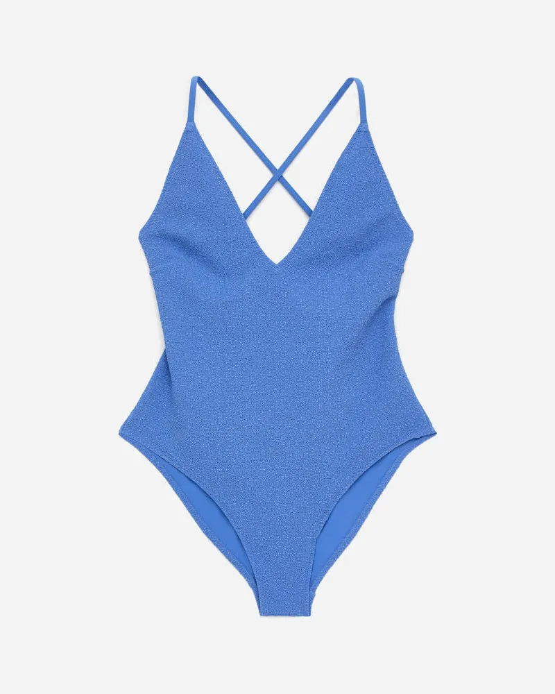 Arket Strukturierter Badeanzug - Blau Blau