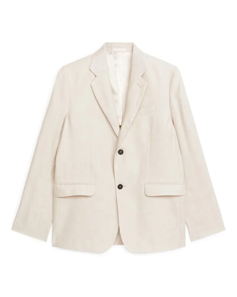 Arket Moderner Blazer Aus Hanf Und Baumwolle - Beige|Weiß Hellbeige