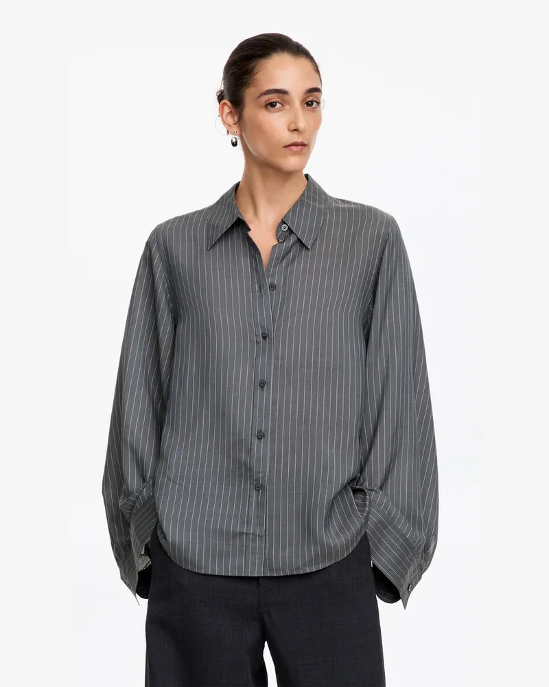 Arket Bluse Mit Voluminösen Ärmeln -Grau Grau