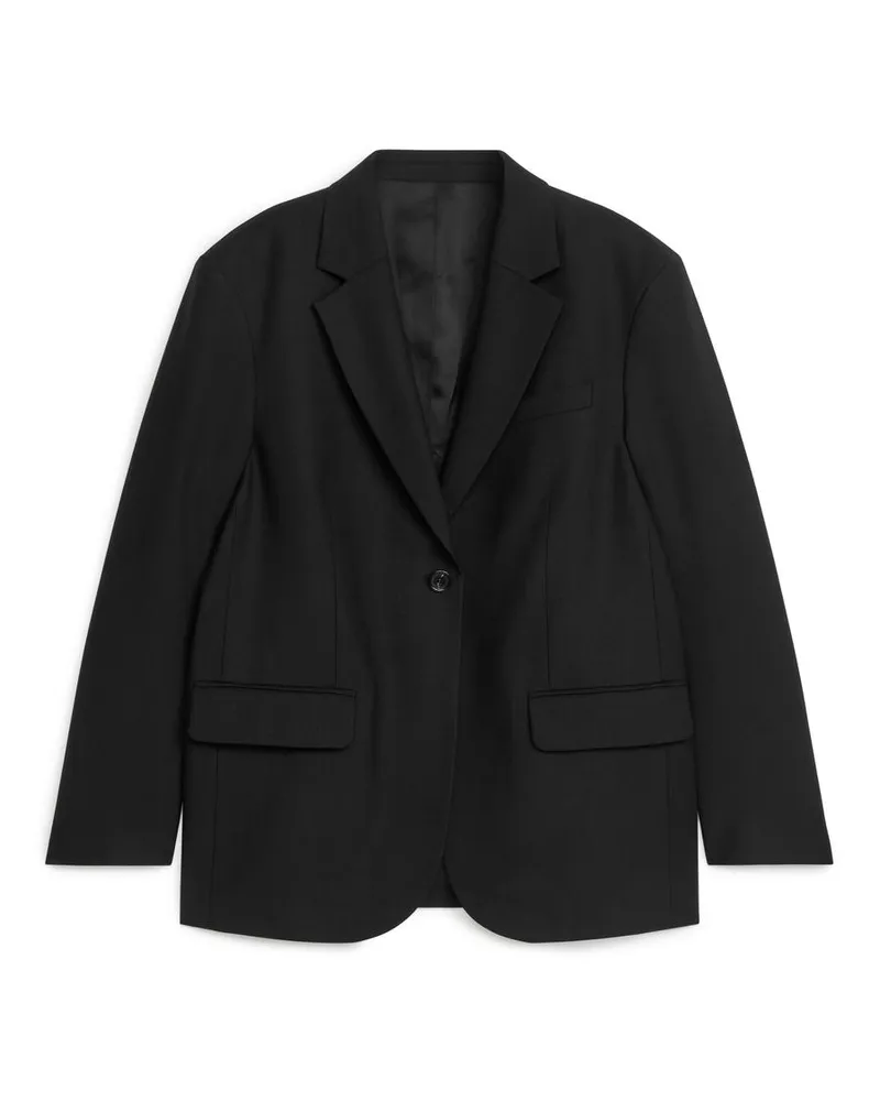 Arket Oversize-Twillblazer Aus Baumwollmix - Schwarz Schwarz